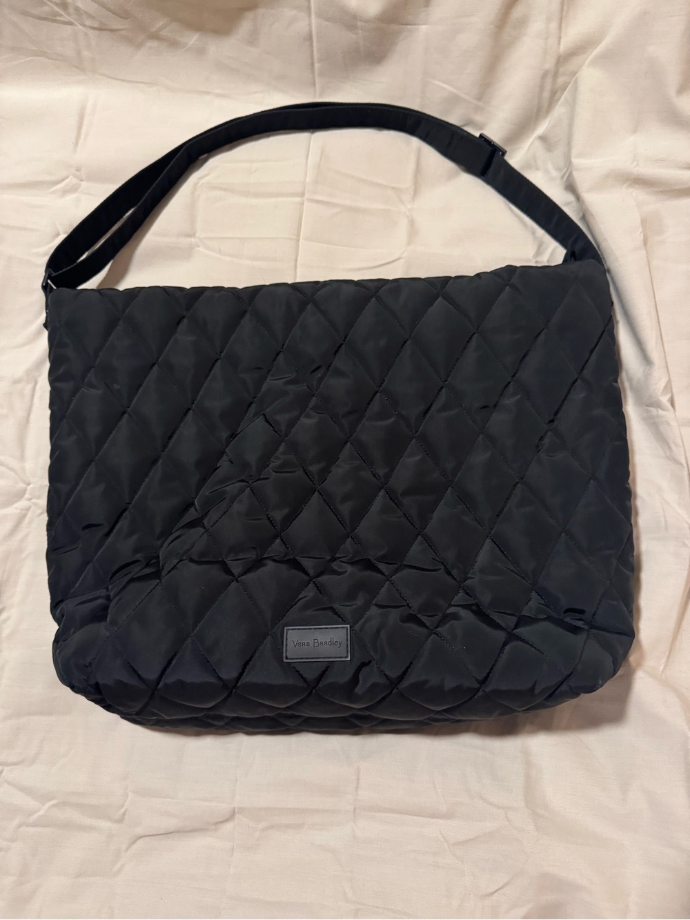 Vera Bradley Black Quilted Performance Twill Crossbody/Tote Bag